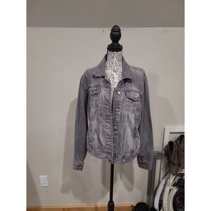 Aeropostale jean jacket grey denim trucker style‎ women SZ XL Boho Casual street